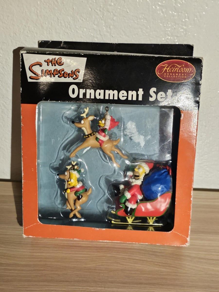 The Simpsons Christmas Ornament Set Homer Bart Lisa 2005 Heirloom