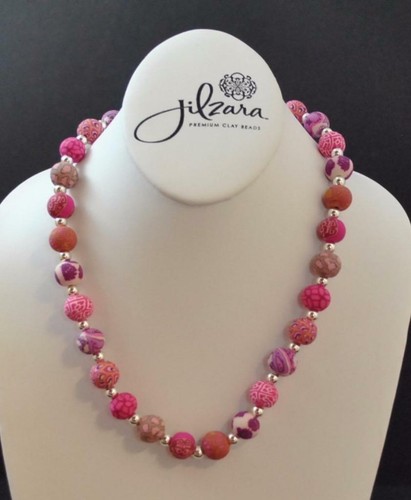 Jilzarah Tea Berry Medium Silverball Necklace Polymer Clay Beads Handmade R6 - Picture 8 of 12