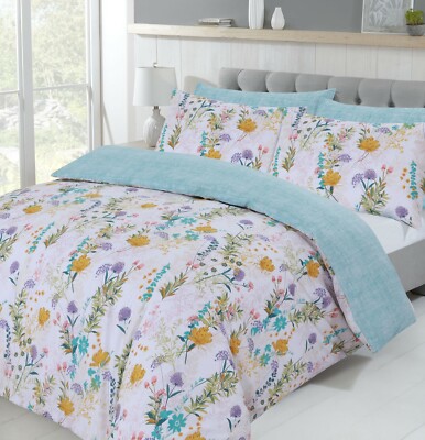 NightComfort Percale mehrfarbig botanisch Blumen Bettbezug Set
