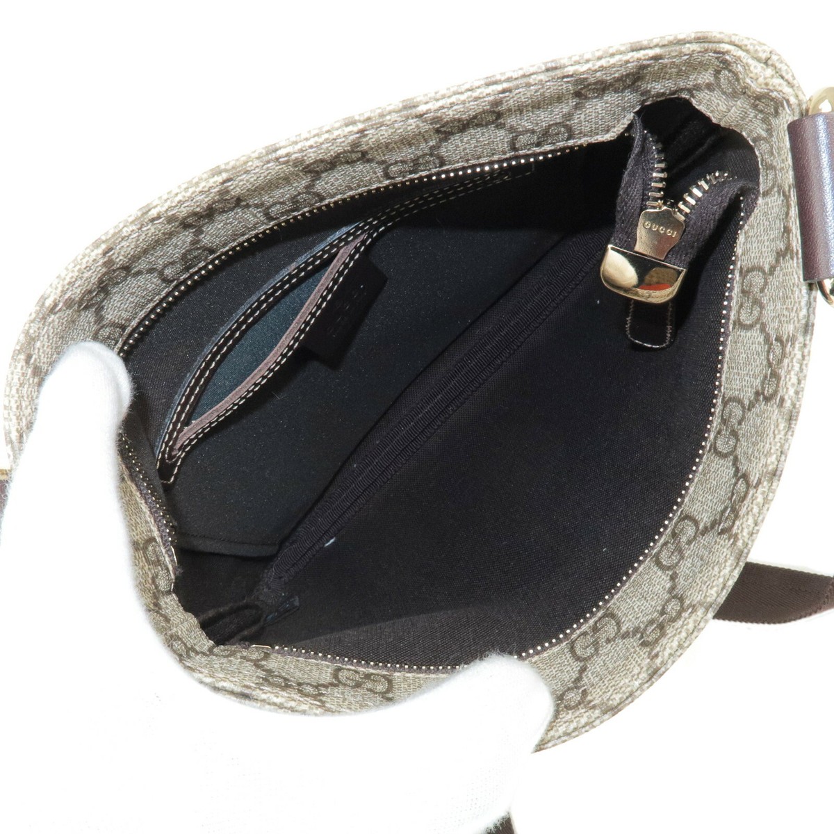 Auth GUCCI GG Plus GG Supreme Shoulder Bag Beige Leather Auth GUCCI GG Plus GG Supreme Shoulder Bag Beige Leather