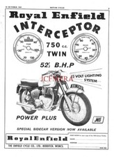 ROYAL ENFIELD 750cc Interceptor Motor Cycle ADVERT Vintage 1963 Print Ad 694/57