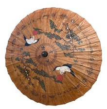 Asian Antique Hand Made Large Umbrella Wood Handle