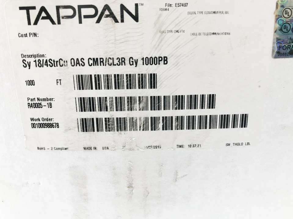 New Southwire R40005-1B Cable CMR/CMG/CL3R/FPLR Approx. 700FT. - Image 4 of 4