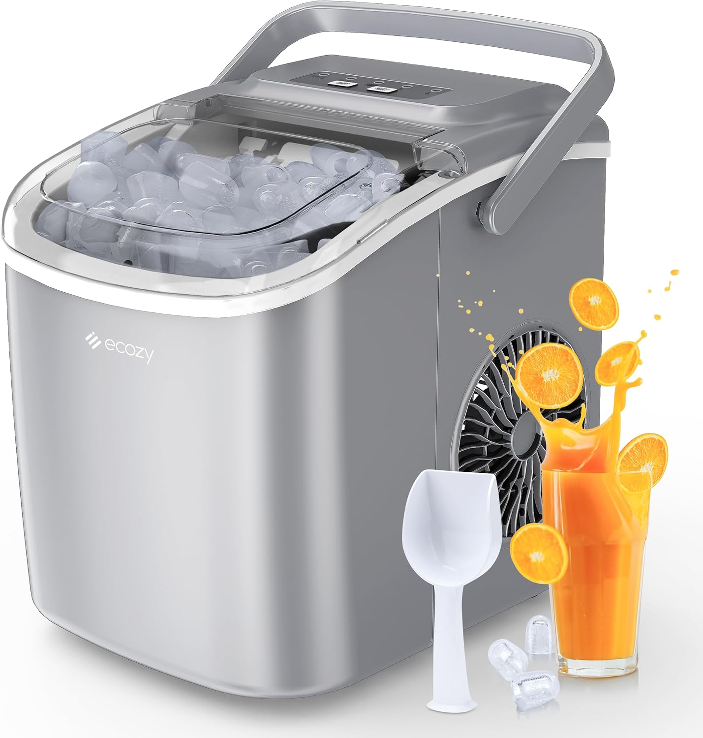 Portable Ice Maker Countertop, 9 Cubes Ready in 6 Mins, 26Lbs in 24Hrs, Self-Cle-image