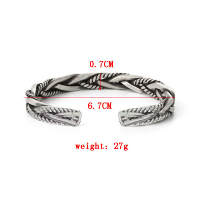 PAMTIER Unisex 316 Stainless Steel Open Twist Cuff Bracelet - Adjustable C-Style Bangle