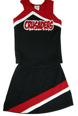 NEW CRUSADES Cheerleader Uniform Cheer Outfit Youth Teen 32'' Top 24 Waist RED