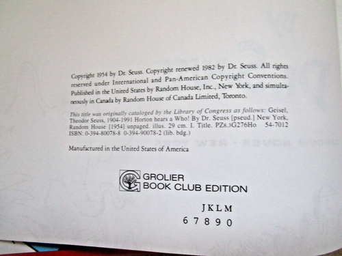 Horton hört einen, der das Ei schlüpft Dr. Seuss Lg. Hardcover Grolier mit Horton Spielzeug - Bild 3 von 8