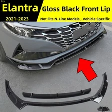 For 2021 2022 2023 Hyundai Elantra Gloss Black Front Bumper Spoiler Lip Splitter