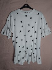 Womens Alexander McQueen White Loose Ruffle T-Shirt Dress Dress Size S