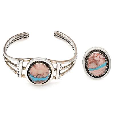 Running Bears Sterlingsilber Royston Band Türkis Manschette Armband & Ring Set