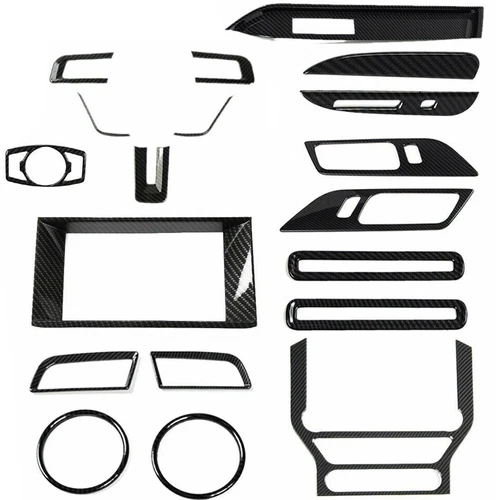 20pcs/set Carbon Fiber Full Set Black Decoration Trim Kit For Ford Mustang 15-19 - Bild 1 von 3