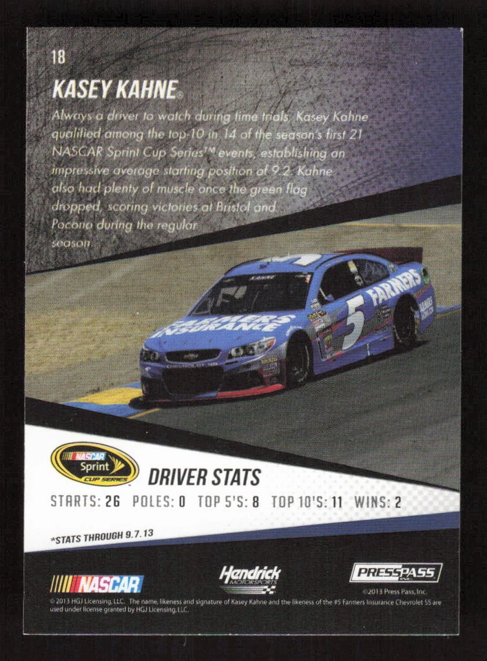 2014 Press Pass Color Proofs Magenta #18 Kasey Kahne Hendrick Motorsports - Image 2 of 2