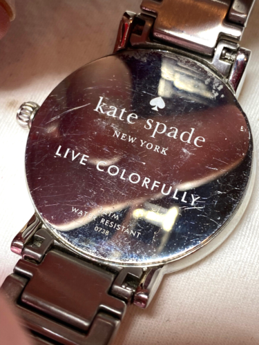 Kate Spade Gramercy Dot Watch Two Tone Butterfly Clasp Needs Battery - Picture 10 of 10