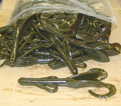 6" Big Hog Brush Hog Style Green Pumpkin 50 count bag bulk bass plastic worm