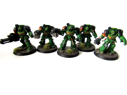 A7 WARHAMMER 40K SPACE MARINES SALAMANDERS - PAINTED TERMINATOR SQUAD