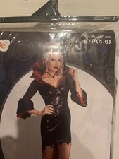 New Disguise Sequin Glampira Deluxe Vampire Costume Black Red Adult Size S 4-6