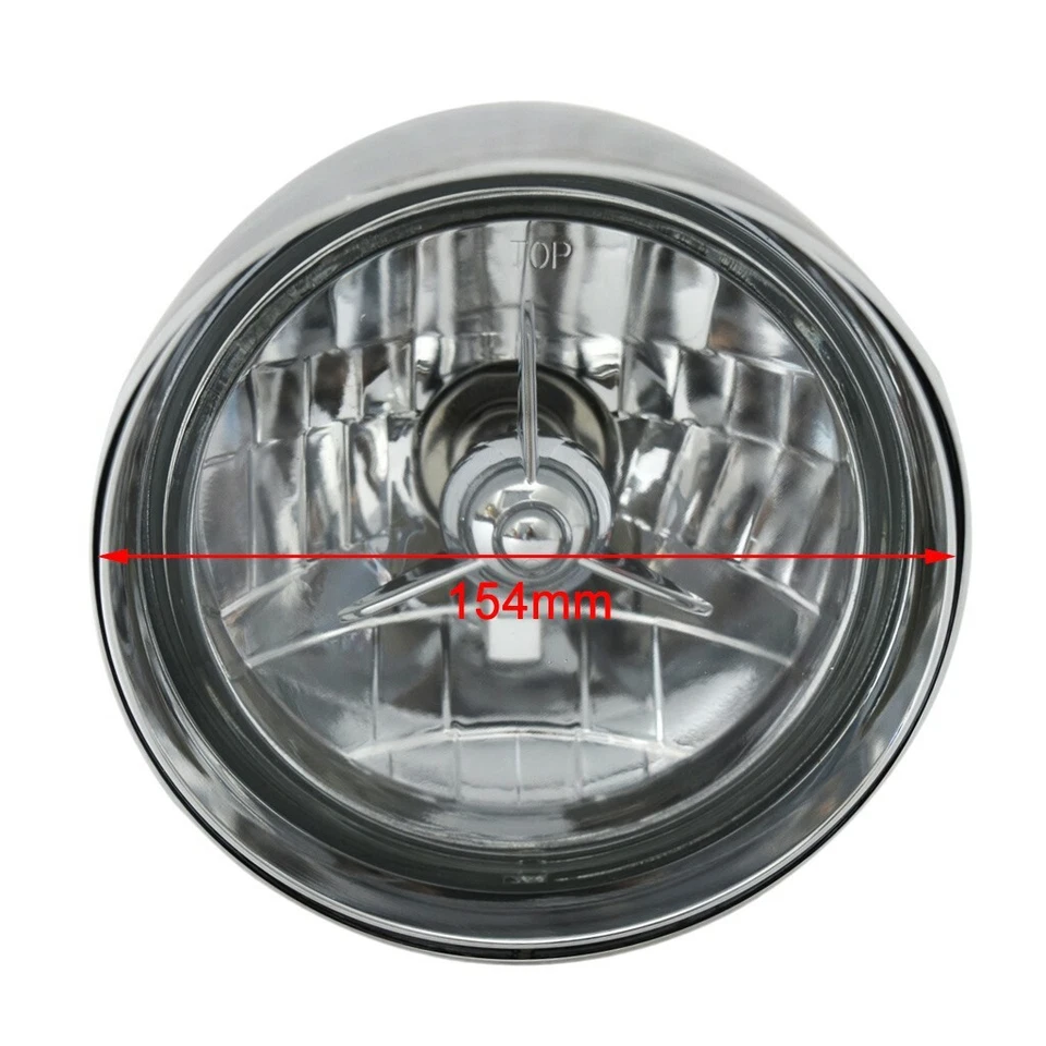 Lámpara de cabeza de faro cromada Bullet Tri-Bar de 6" para Chopper Sportster Dyna Softail Foto 3 de 4