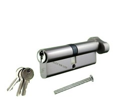 Thumb Turn 100mm Euro Cylinder Lock, Door Barrel Lock with 3 Keys 50T/50 Nickel