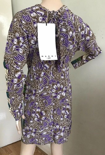 MARNI FOR H&M RARE RETRO BOHO PAISLEY ETHNIC SILK DRESS UK 6 US 2 XS BNWT - Picture 8 of 12