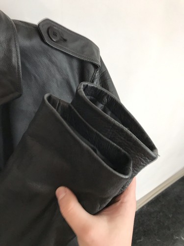 Men’s L/52,Real Leather Black Zip Up Dense Solid Leather Jacket,Bomber - Picture 5 of 10