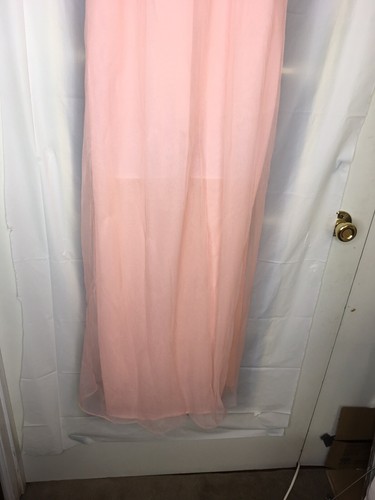 Vtg Long Nightgown Nightie Chiffon Layered Peach Sleeveless Sz S Cap Sleeves USA - Picture 5 of 10