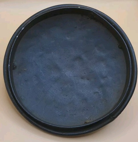 Decorative Textured Metal Vessel Container W Lid Dark Brass Tone O Ring Handles - Picture 5 of 13