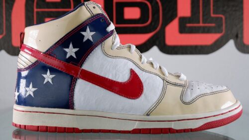 Nike Dunk High Premium Evil Knievel USA Daredevil Size 9.5 Shoes 2008 316142 141 - Afbeelding 1 van 8