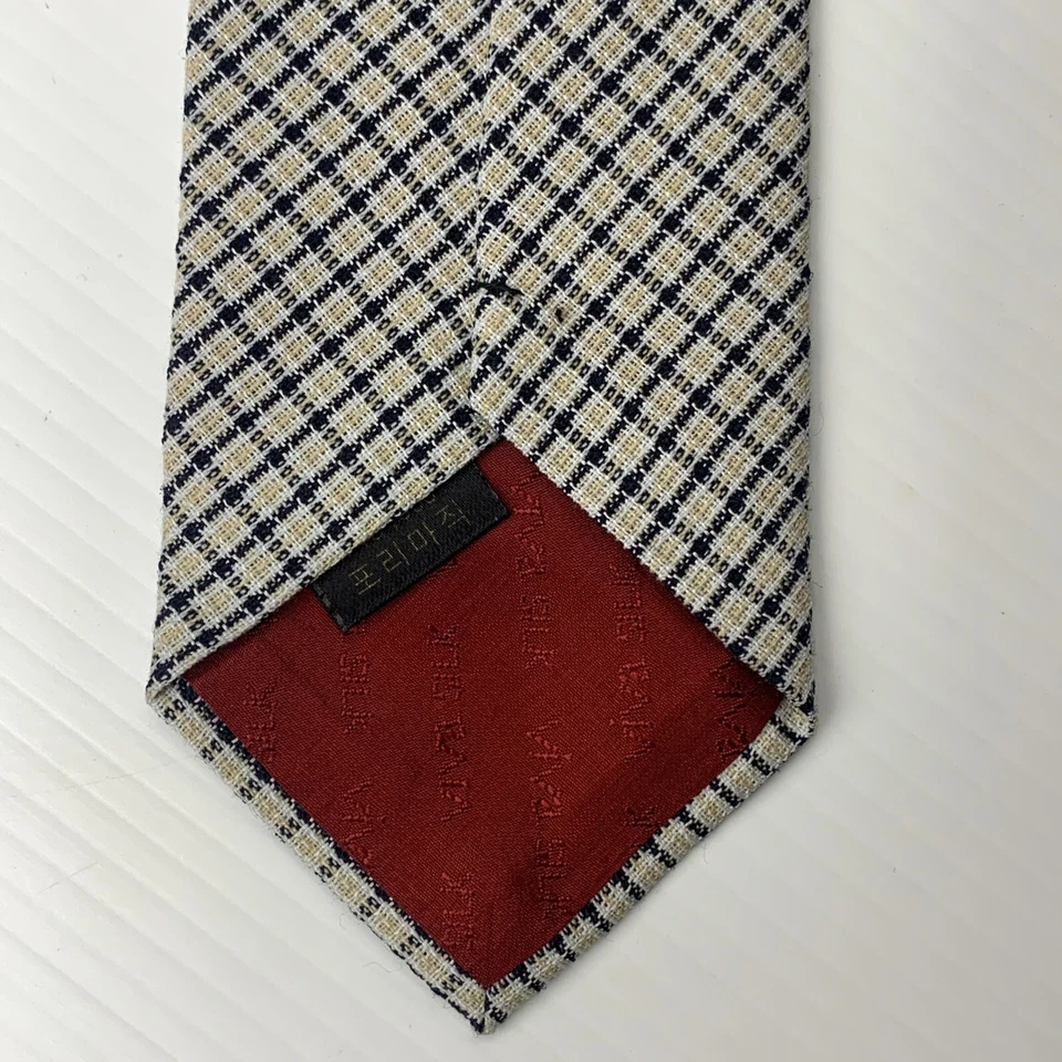 VIVA Silk Necktie Men's Size 3 1/8" x 55 1/2" Ivory Gray Black Check Tie Church Foto 3 de 4