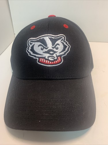 Wisconsin Badgers Bucky Badger Cap Black Red NCAA Hook & Loop Adjustable OSFA