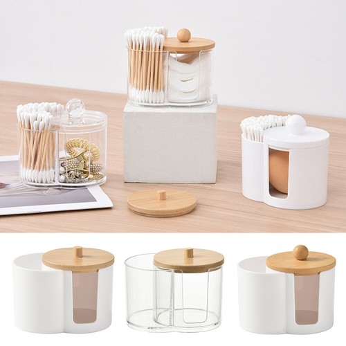 Cotton Swab Box Jar Powder Puff Storage Box Cotton Round Pad Holder Bathroom ➳