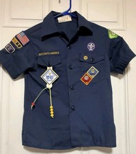 VINTAGE Boy Scouts of America Shirt Youth Medium Blue Button Up Cotton USA