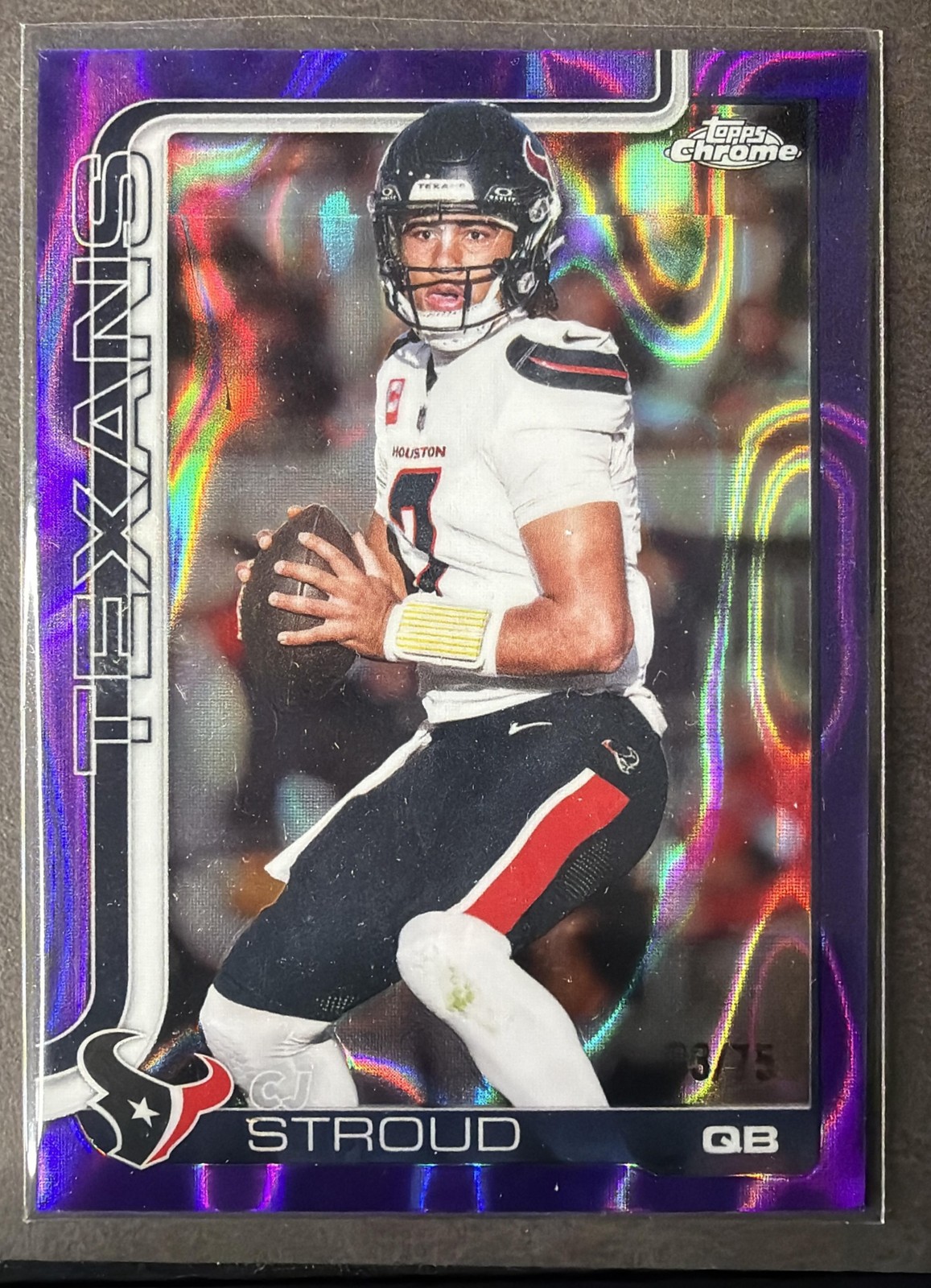 2025 Topps Chrome CJ Stroud #119 Purple Lava Refractor 3/75 Texans