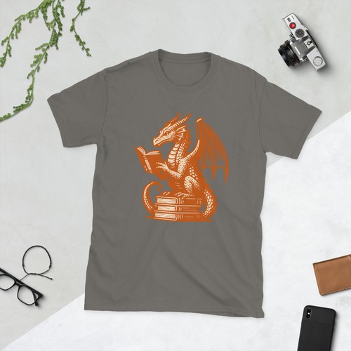 Camiseta Naranja Dragón Libros de Lectura Fantasía Unisex Nerd Bookworm Regalo Camiseta - Imagen 12 de 19