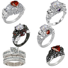 S925 Silver Round Cut Moissanite CZ Ring Engagement Wedding Band