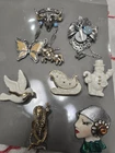 Vintage Costume Brooch Lot – Art Deco, Western, Butterfly, – Estate Jewelry