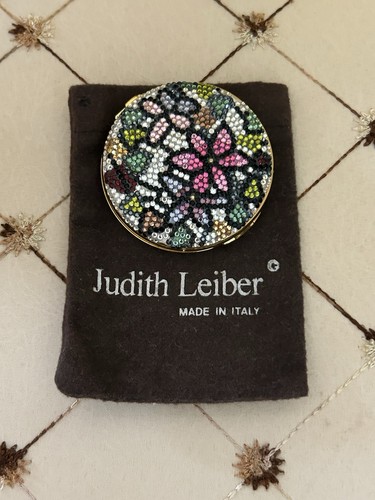 Judith Lieber Collectible Floral Swarovski Crystals Compact Powder Mirror Italy