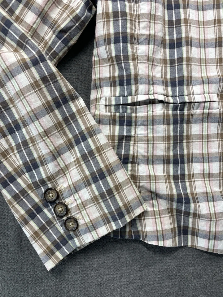 Blazer Nautica a Cuadros para Mujer 16 Tostado Rosa Algodón Preppy Chaqueta Ligera Carrera Foto 2 de 4