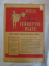 Vintage Apollo Mirror Finish Chrome Ferrotype Plate - 12x17 Brass Base - NOS