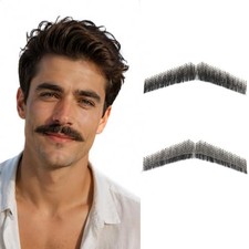 Fake Beard, Human Hair Realistic Mustache for Men, Thick Look Black zh beard