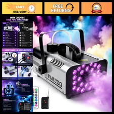 1200W Fog Machine for Halloween - Indoor/Outdoor Use with 24 LED Lights