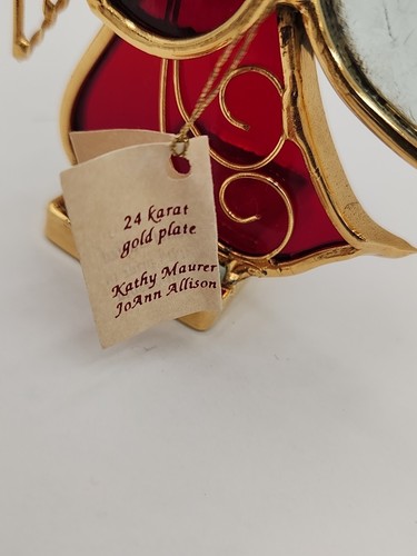 KJ's Stained Glass 24K Gold Angel W Harp Votive Tea Light Candle Holder USA Made - Picture 10 of 15
