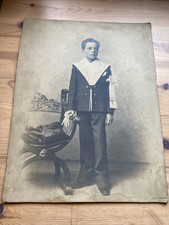 Early 20th c. Large Cabinet Card Photo Boy At First Communion - Paris 38x30cm