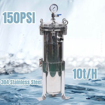 150 Psi Bag Filter Housing Sock Filter 304 Stainless Steel In/Out #4 Bag w/ Mesh