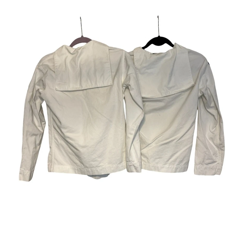 Lote de 2 Top Marinero Algodón Vintage Era Vietnam Para Hombre Talla 34 Blanco EE. UU. Caliente Foto 3 de 4