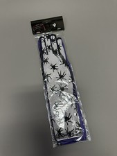 14 1/2" Long Black Lace gloves w/ black spiders, purple lined,  HALLOWEEN, NIP