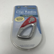 Innovage Outdoor FM Digital Clip Radio w/Ear Bud Headphones  LED Light Red