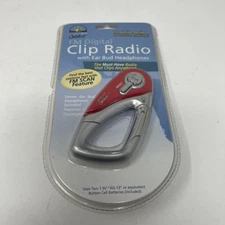 Innovage Outdoor FM Digital Clip Radio w/Ear Bud Headphones & LED Light Red