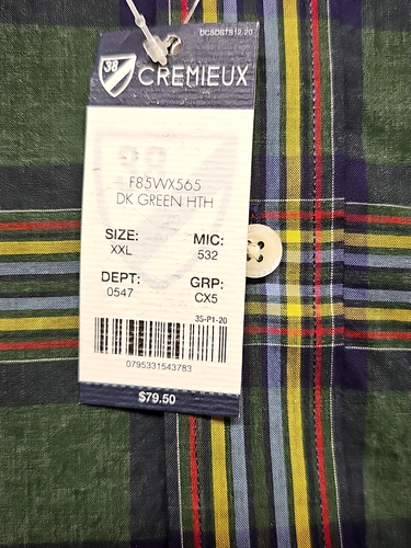 Cremieux XXL 38 Large Long Sleeve Plaid Brown New with Tags - Picture 5 of 9