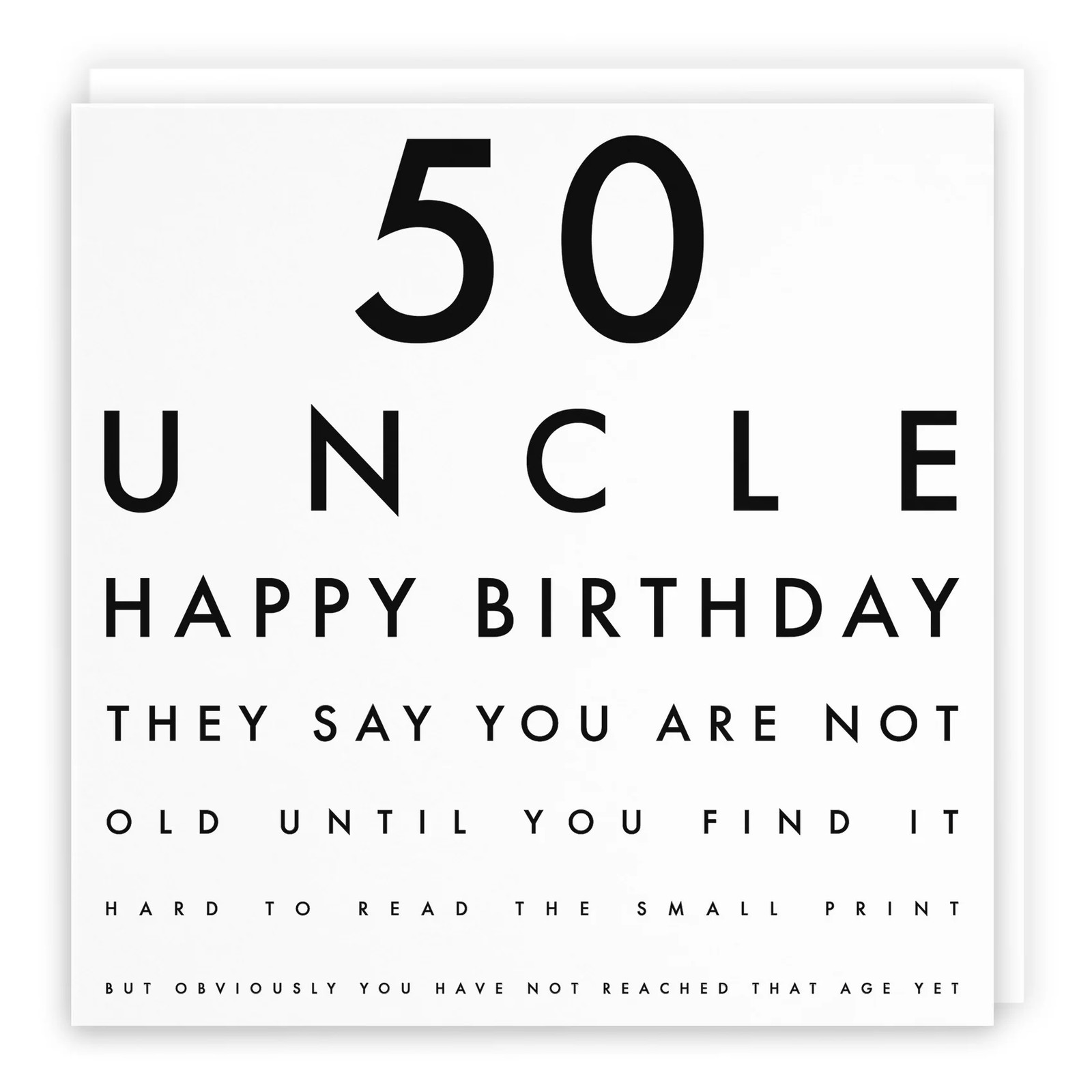 50th Uncle Eye Sight Joke Birthday Card Letters