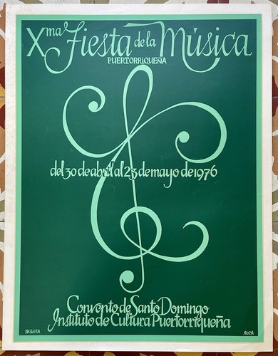 Jose Rosa Poster Cartel Xma Fiesta De La Musica Puertorriquena Puerto Rico 1976 - Bild 1 von 4